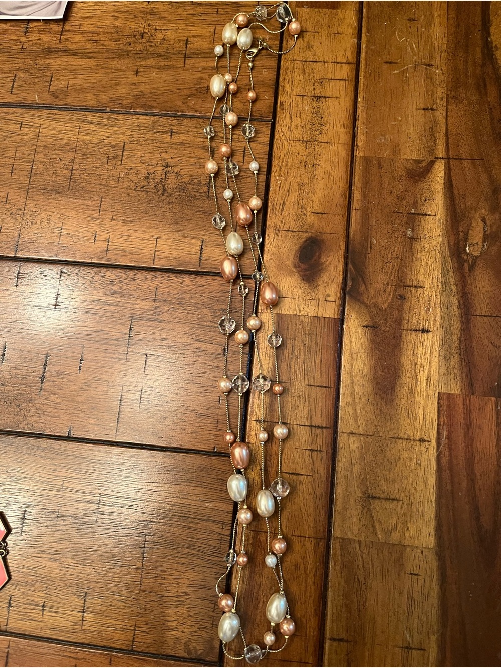 Premier Designs Multi-Strand Pearl and Crystal Necklace in Champagne and Cream